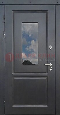 Чёрная металлическая дверь со стеклом ДС-77 в Липецке
