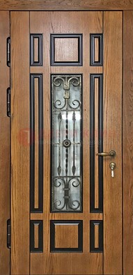 Двухцветная железная дверь Винорит со стеклом и ковкой ДСК-264 в Липецке