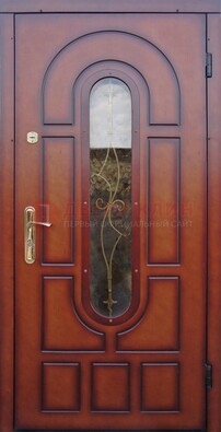 Яркая металлическая дверь Винорит со стеклом и ковкой ДСК-268 в Липецке