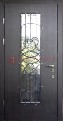 Остекленная стальная дверь с ковкой ДСК-26 в Брянске