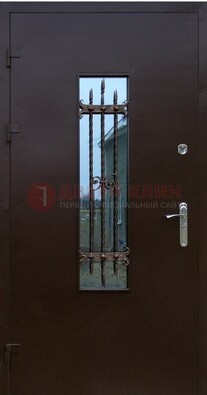 Надежная металлическая дверь со стеклом и ковкой ДСК-47 в Липецке