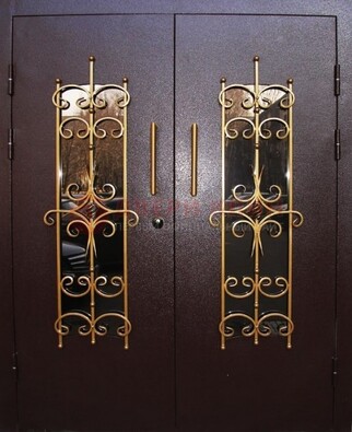 Металлическая дверь с ковкой и остеклением ДСК-49 в Липецке