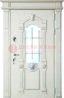 Герметичная входная дверь со стеклом и ковкой с украшением ДСК-64 в Липецке