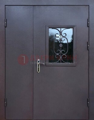 Тамбурная дверь Порошок со стеклом и ковкой ДТМ-48 в Липецке