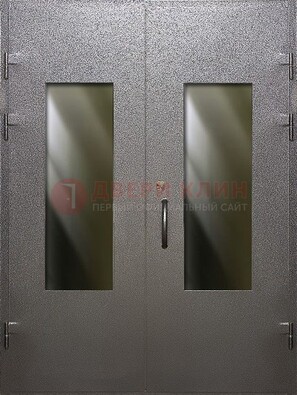 Серая тамбурная дверь со стеклянными вставками ДТМ-8 в Липецке