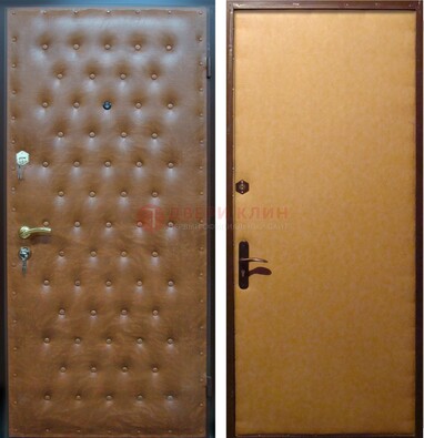 Желтая железная дверь с винилискожей ДВ-2 в Долгопрудном
