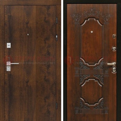 Стальная темная филенчатая дверь с виноритом и белой МДФ ДВТ-139 в Липецке