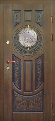 Одностворчатая входная дверь с виноритом и стеклом ДВТ-193 в Липецке
