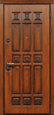 Коричневая стальная дверь с виноритом ДВТ-36 в Липецке