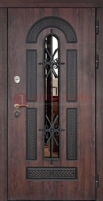 Темная стальная дверь с виноритом и узором ДВТ-57 в Липецке