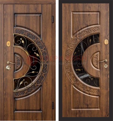 Металлическая дверь с виноритом и панелью Итальянский орех ДВТ-71 в Липецке