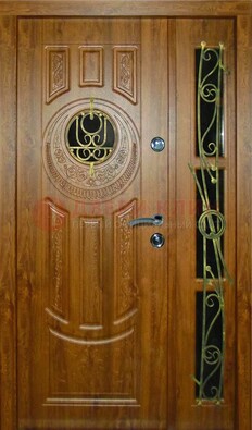 Уличная дверь с виноритом и МДФ Итальянский орех ДВТ-72 в Екатеринбурге