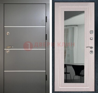 Черная металлическая дверь с зеркалом ДЗ-12 в Липецке