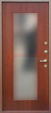 Коричневая железная дверь с зеркалом ДЗ-14 в Липецке