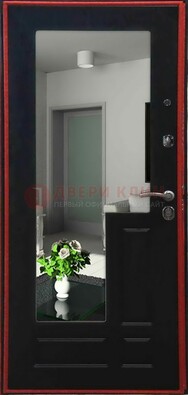 Черная железная дверь с зеркалом МДФ внутри ДЗ-2 в Екатеринбурге