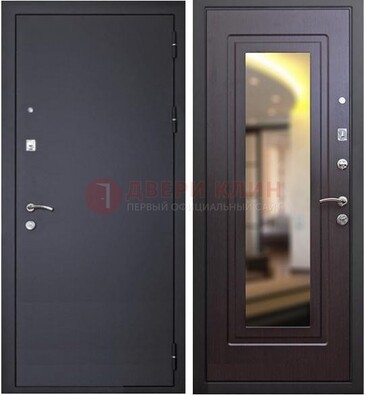 Черная железная дверь с зеркалом ДЗ-30 в Липецке