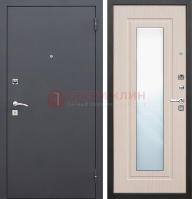 Черная входная дверь с зеркалом МДФ внутри ДЗ-31 в Липецке