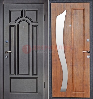 Темная железная дверь с зеркалом ДЗ-35 в Костроме
