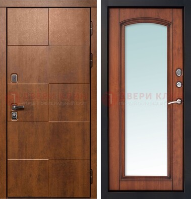 Белая филенчатая дверь с фрезерованной МДФ и зеркалом ДЗ-81 в Липецке