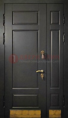 Черная полуторная железная дверь для частного дома ПЛ-2 в Липецке