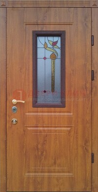 Железная дверь с МДФ и витражом ВЖ-24 в Липецке